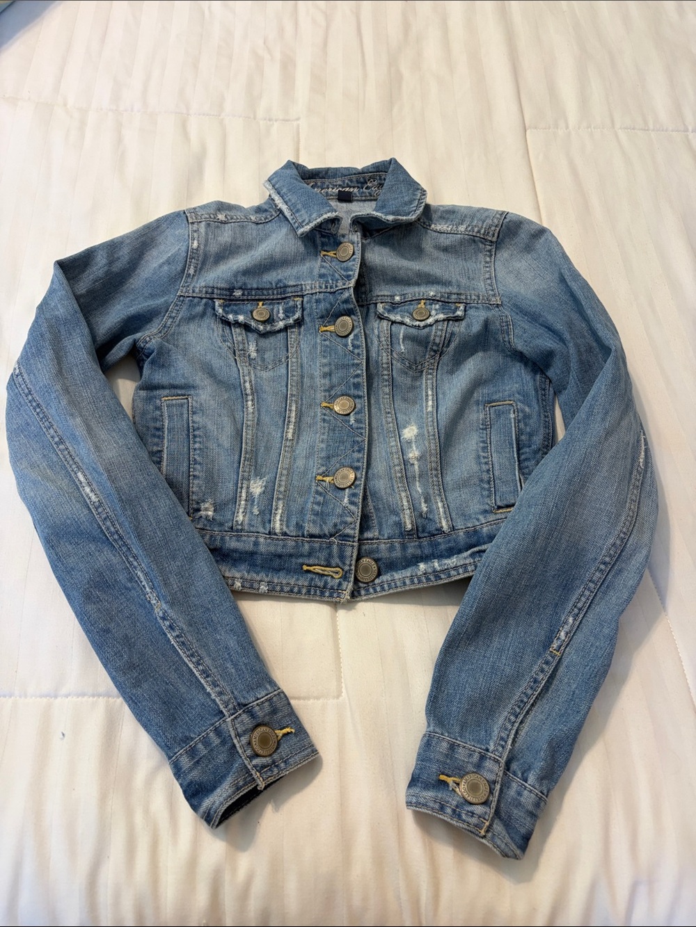 American Eagle Outfitters Light Blue Denim Jacket - Women's Cropped Jean Jacket